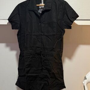 NWT VS Black Short Sleeve Button-Up Romper
